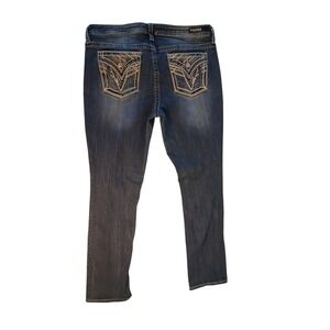 Vigoss Heritage Fit Straight Leg Jeans Womens 18x29 Medium Wash Embroidered Blue